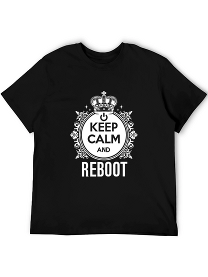 Keep Calm and Reboot Black T-Shirt