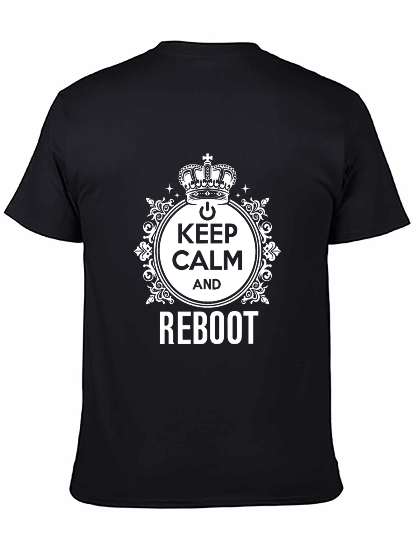 Keep Calm and Reboot Black T-Shirt