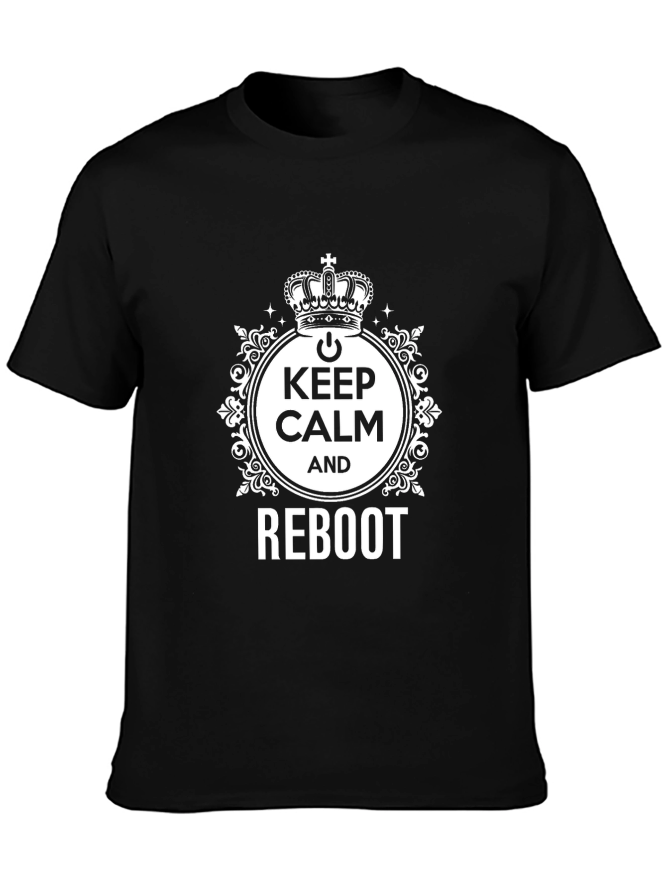 Keep Calm and Reboot Black T-Shirt