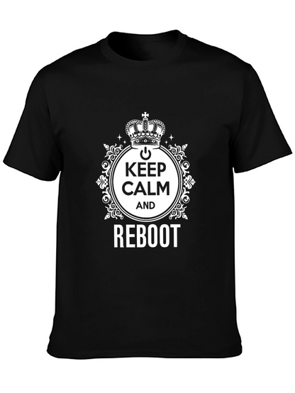 Keep Calm and Reboot Black T-Shirt