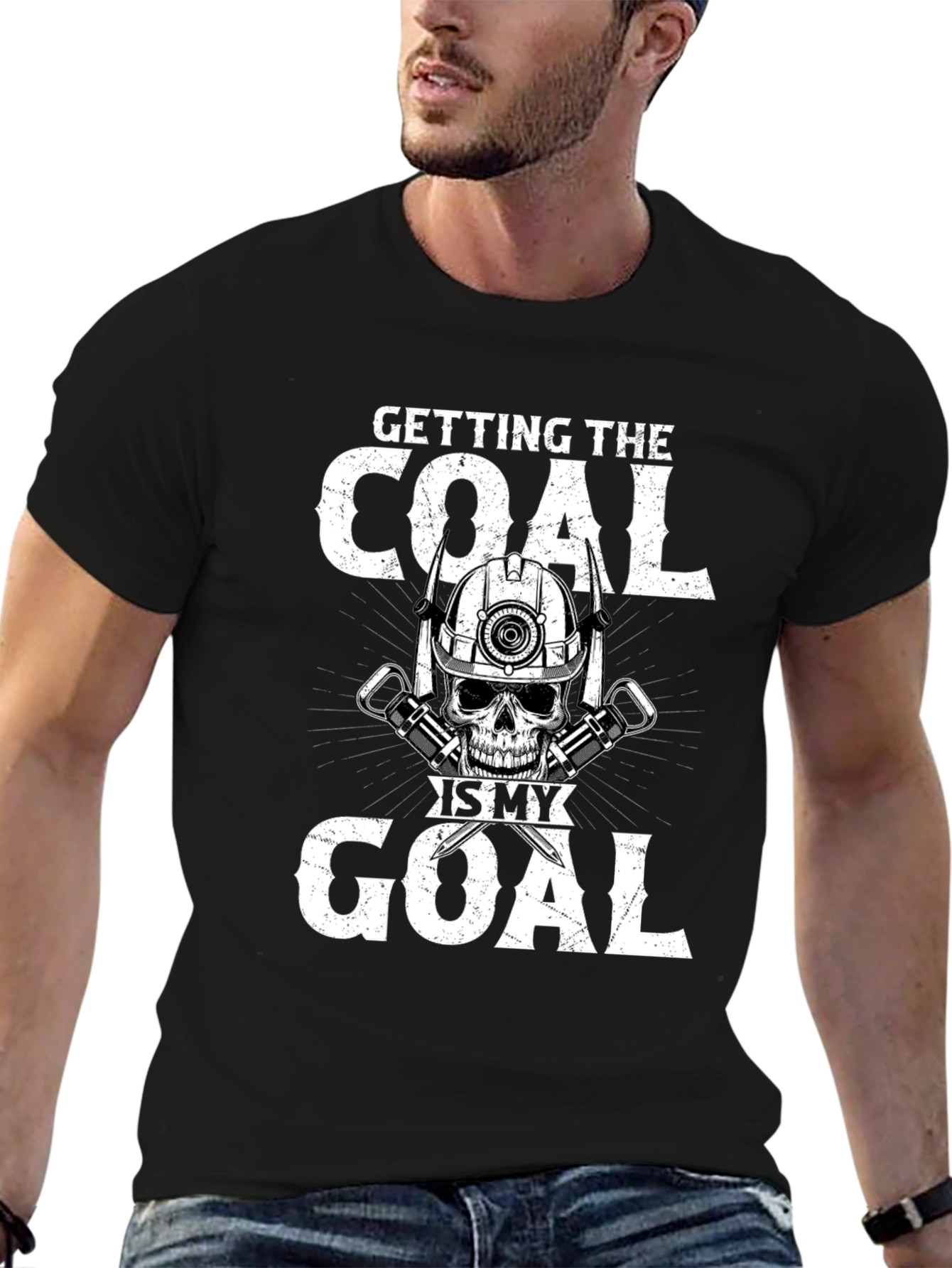 Coal Miner Skull Graphic T-Shirt