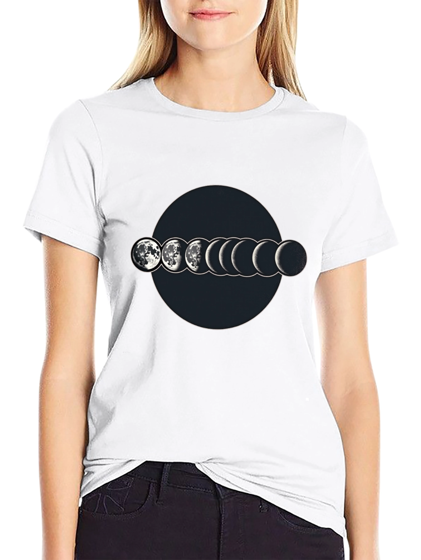 Lunar Phase Graphic T-Shirt - Mens Black Tee