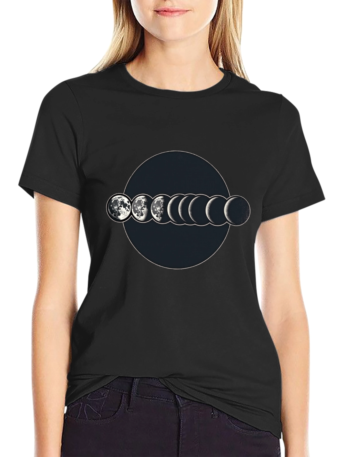 Lunar Phase Graphic T-Shirt - Mens Black Tee