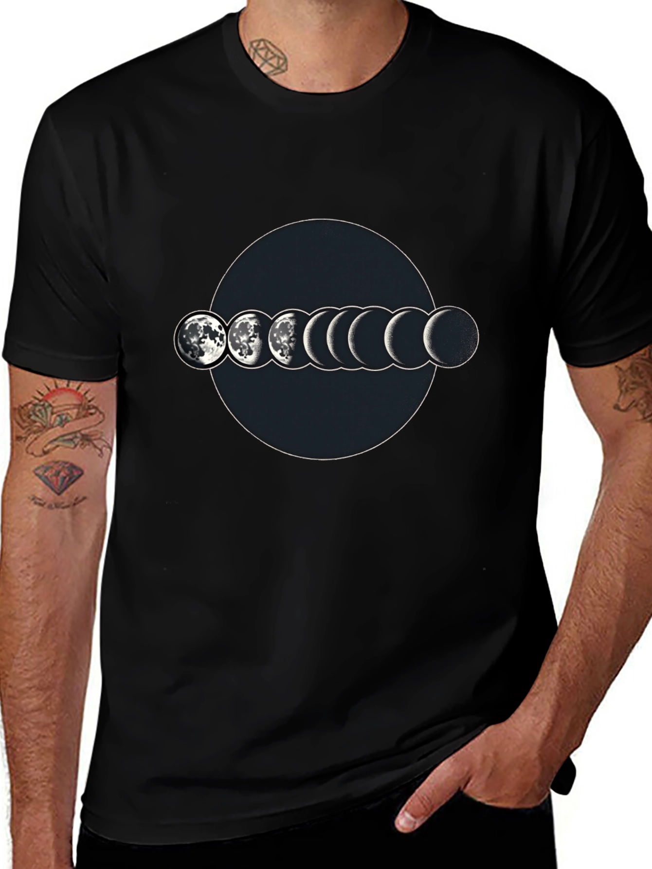 Lunar Phase Graphic T-Shirt - Mens Black Tee