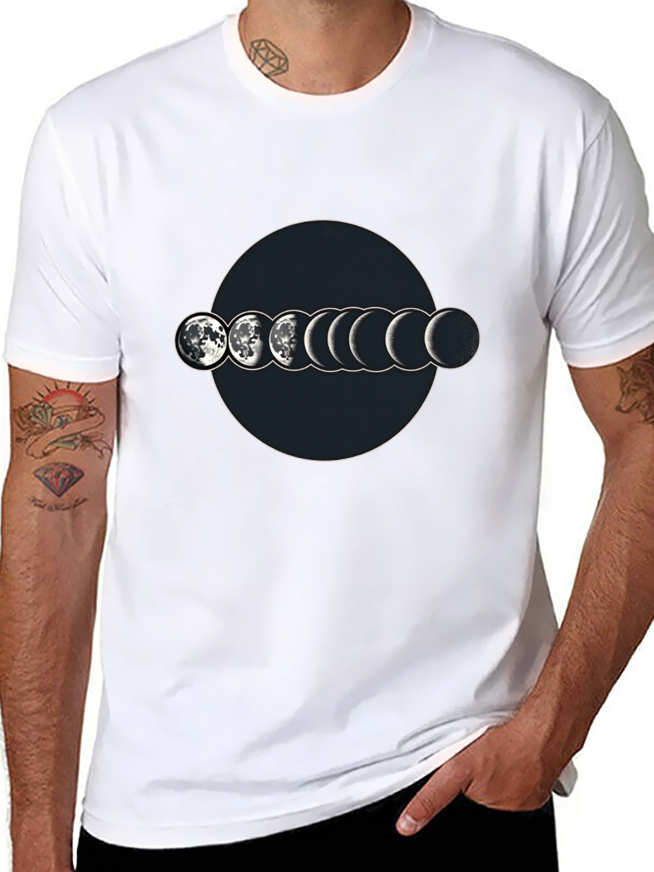Lunar Phase Graphic T-Shirt - Mens Black Tee