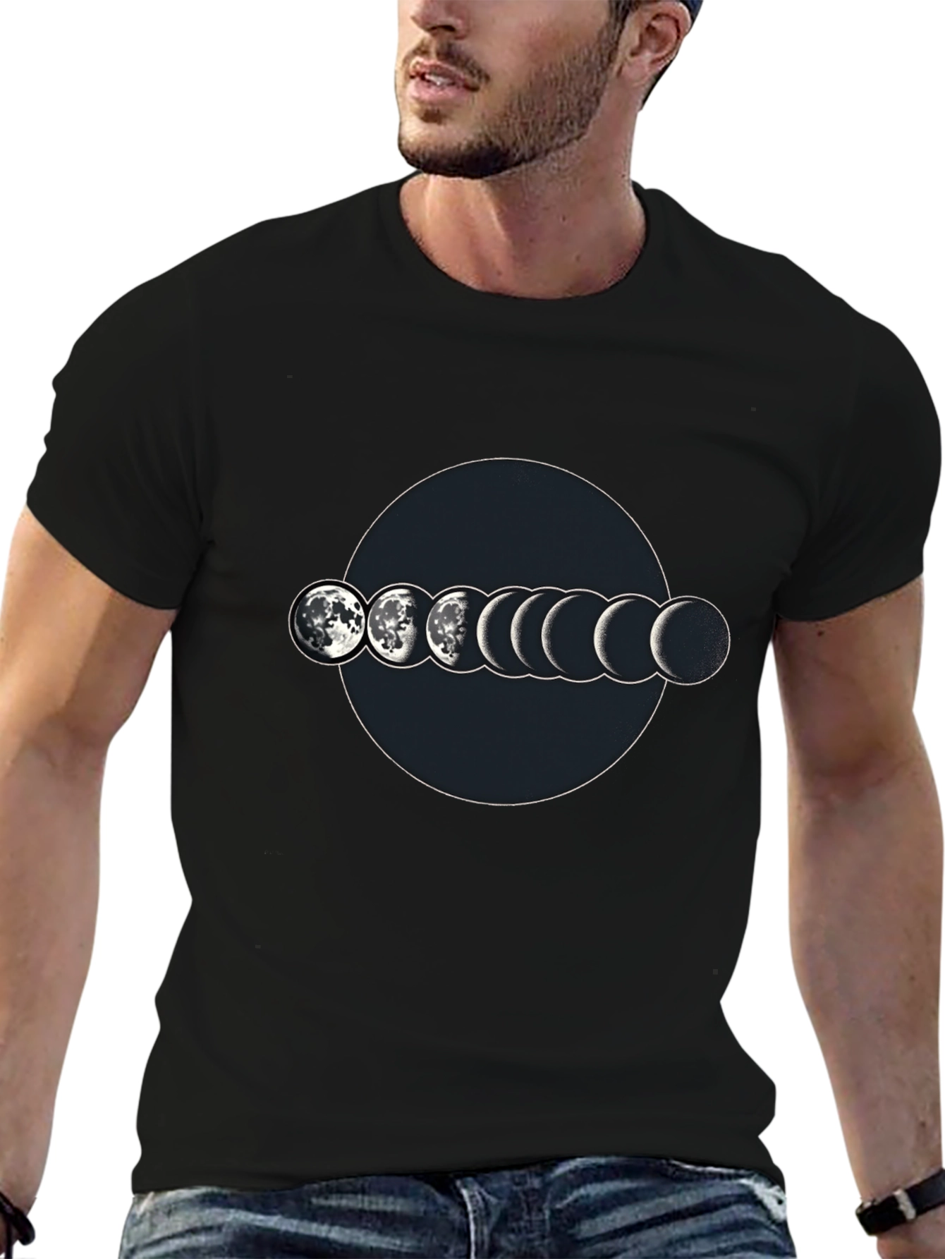 Lunar Phase Graphic T-Shirt - Mens Black Tee
