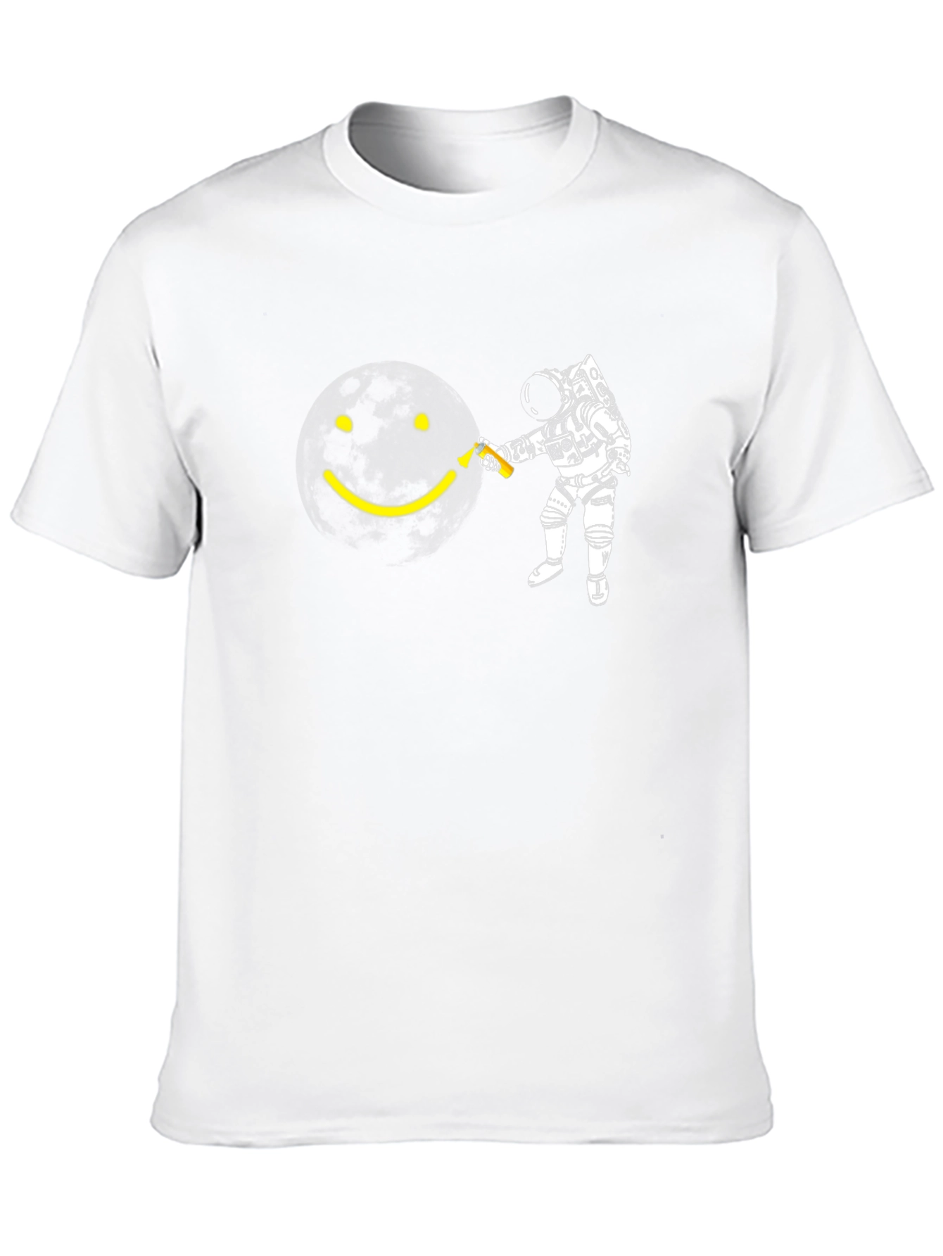Astronaut Smiley Face Graphic Black T-Shirt