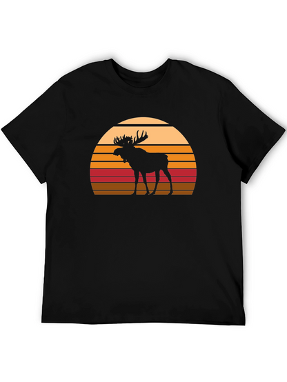 Moose Silhouette Sunset Graphic T-Shirt
