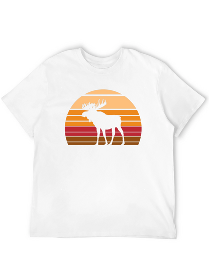 Moose Silhouette Sunset Graphic T-Shirt