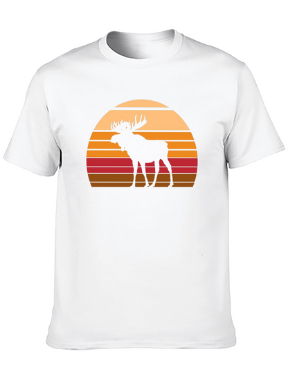 Moose Silhouette Sunset Graphic T-Shirt
