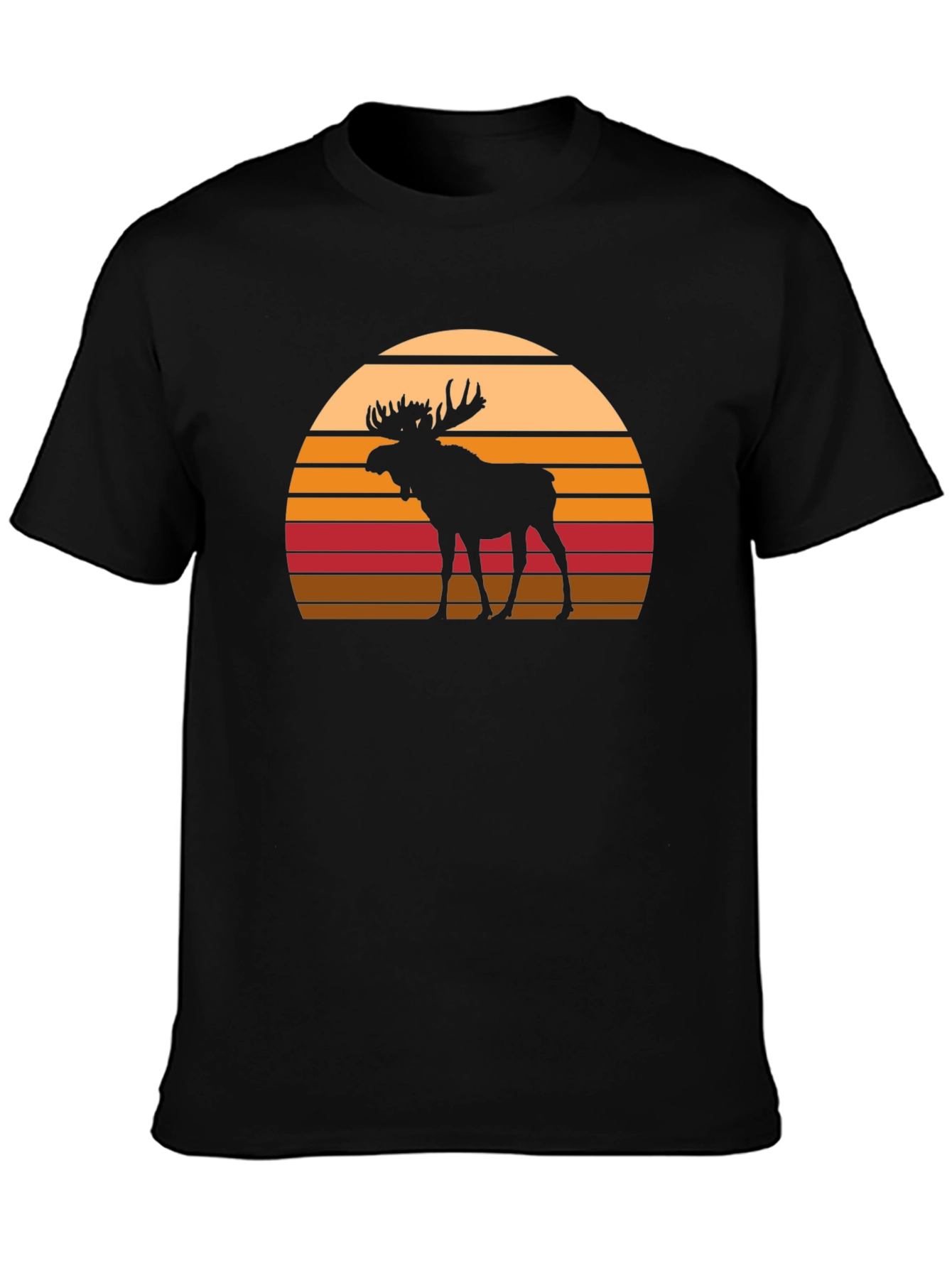 Moose Silhouette Sunset Graphic T-Shirt