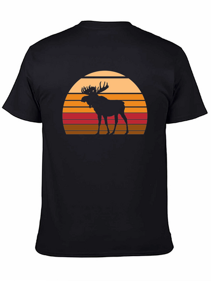 Moose Silhouette Sunset Graphic T-Shirt