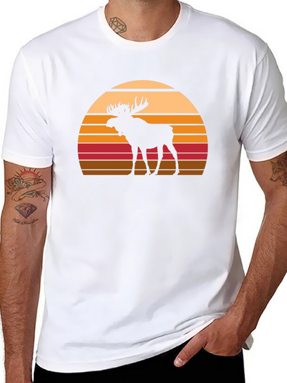 Moose Silhouette Sunset Graphic T-Shirt