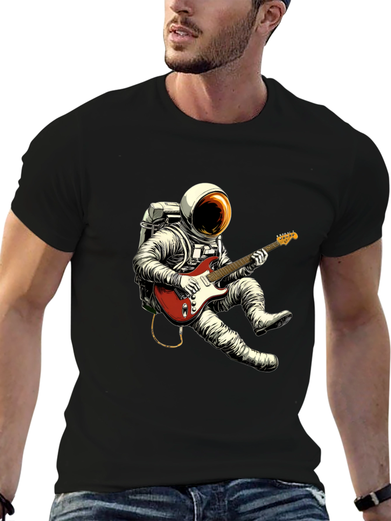 Astronaut Guitarist Black T-Shirt