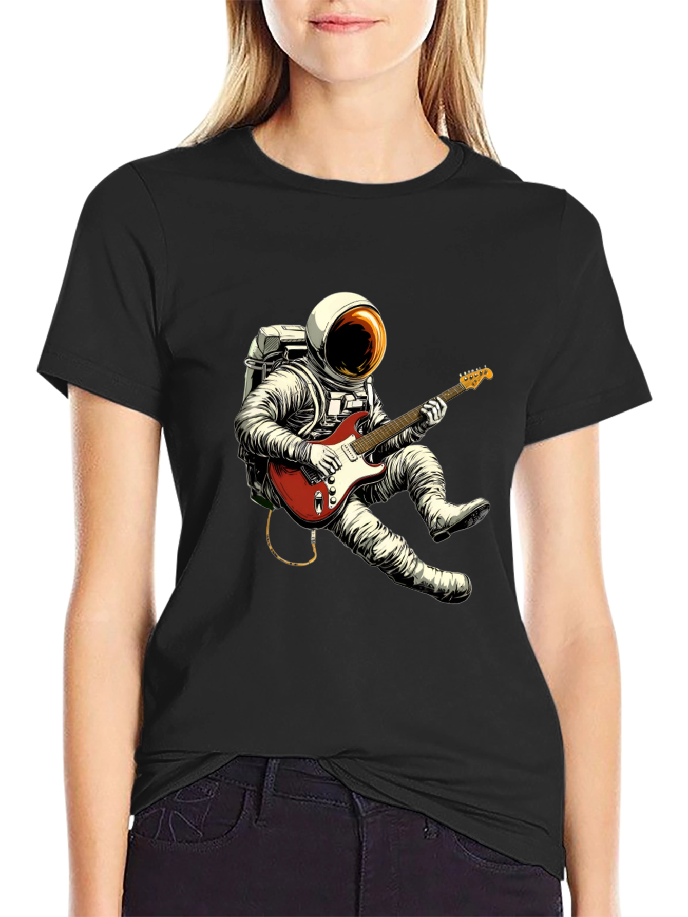 Astronaut Guitarist Black T-Shirt