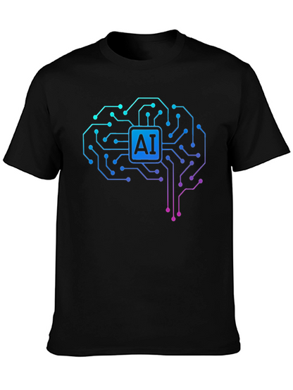 AI Brain Circuit T-Shirt - Tech Style