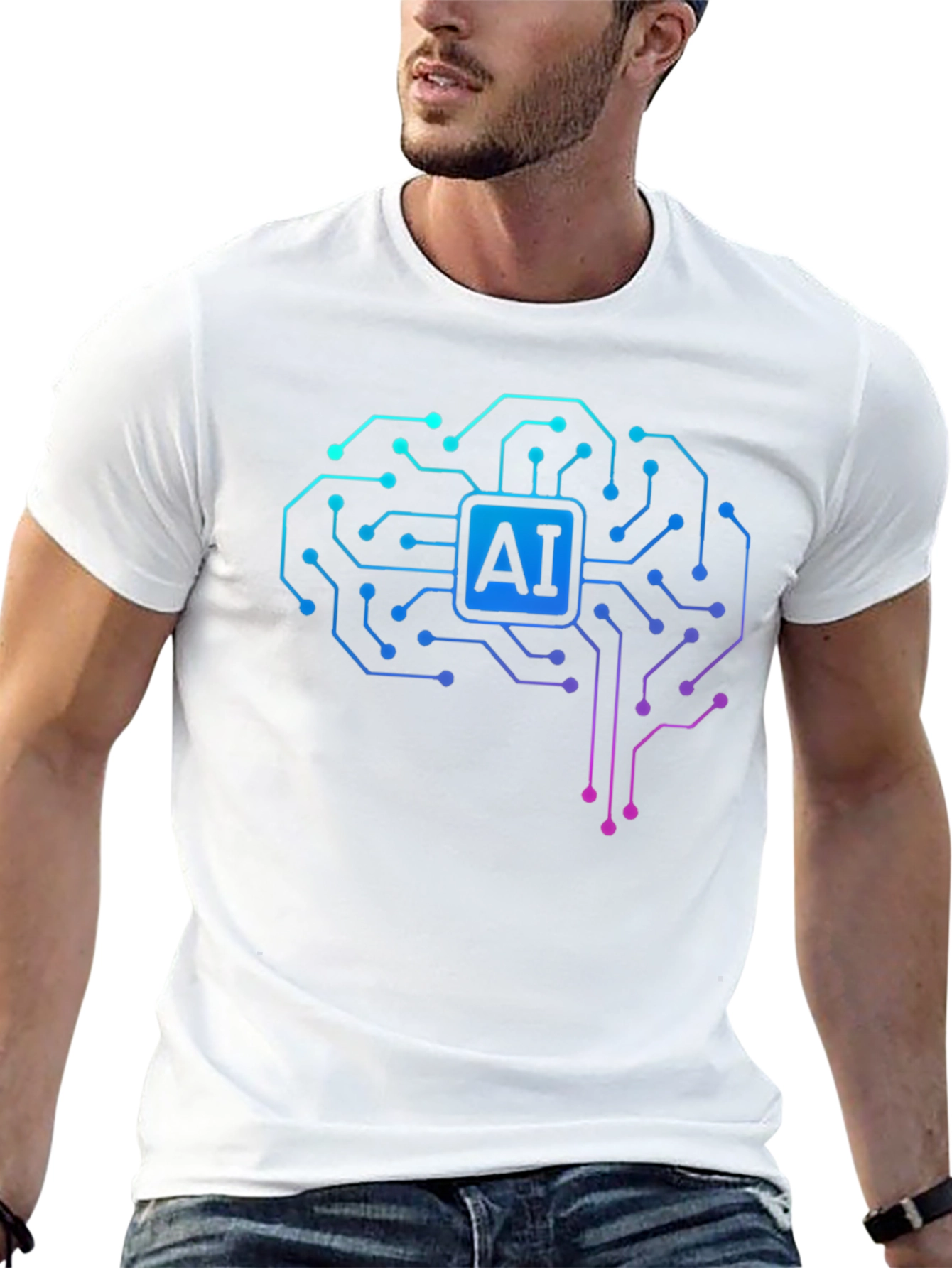 AI Brain Circuit T-Shirt - Tech Style