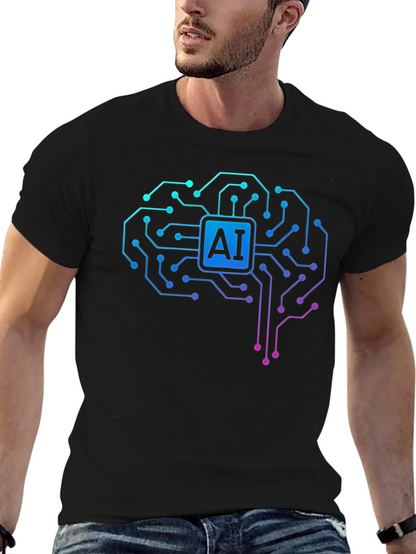 AI Brain Circuit T-Shirt - Tech Style