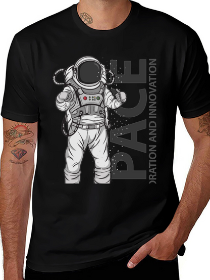 Astronaut Space Exploration Black T-Shirt