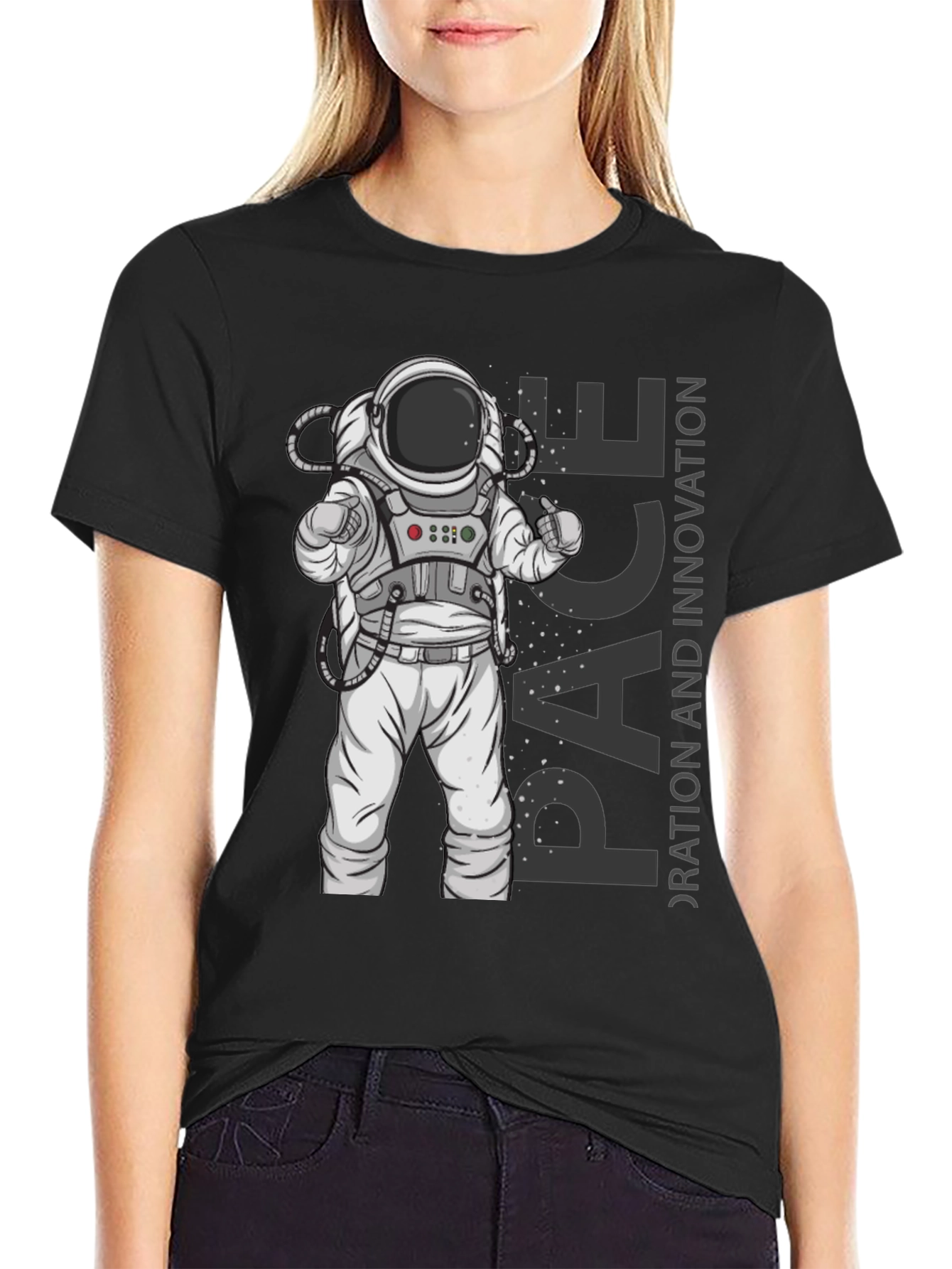 Astronaut Space Exploration Black T-Shirt