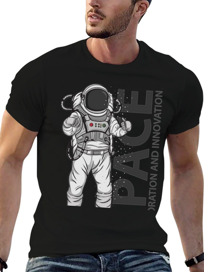 Astronaut Space Exploration Black T-Shirt