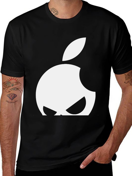 Apple Logo Graphic T-Shirt - Black Cotton Blend