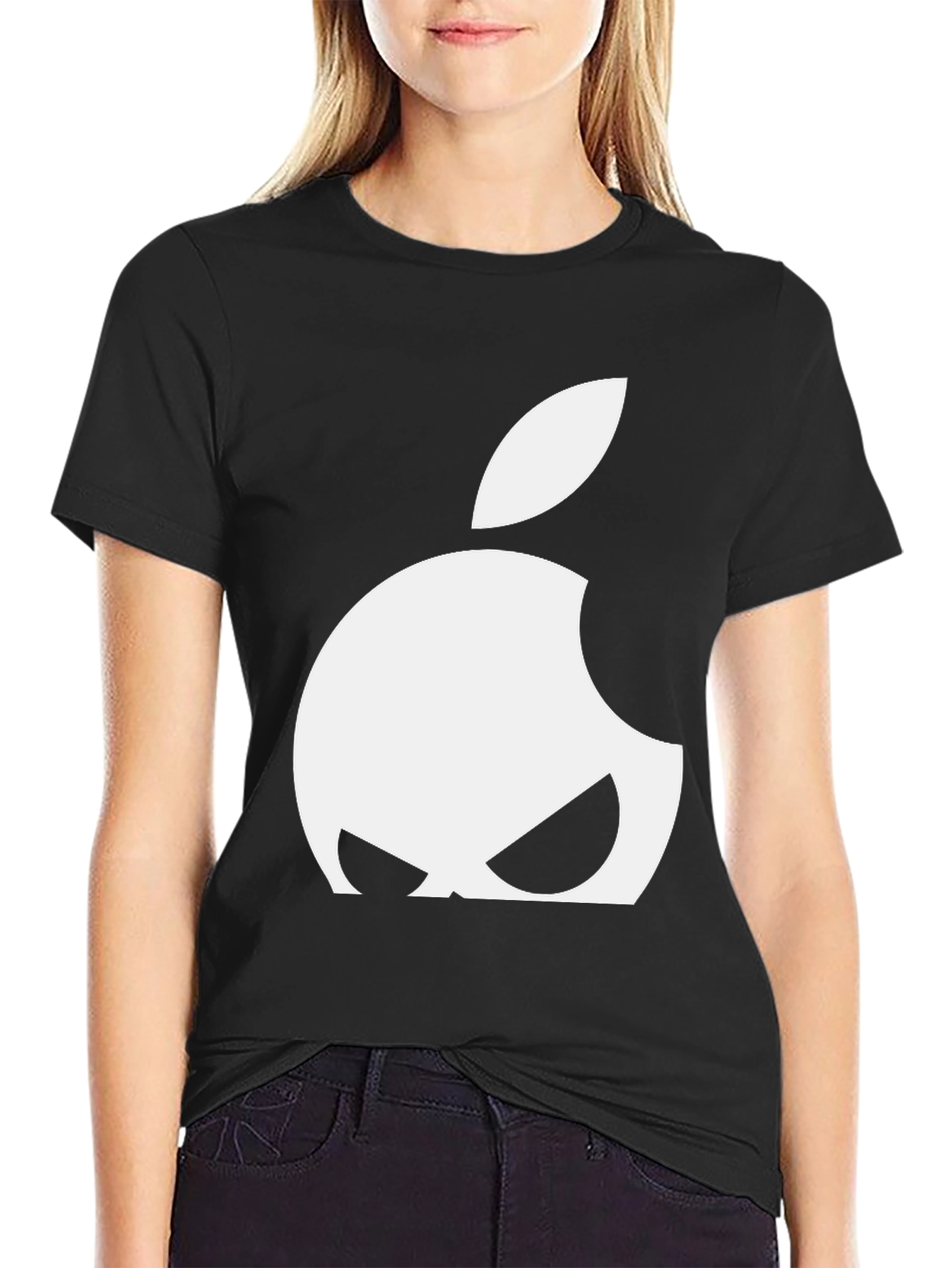 Apple Logo Graphic T-Shirt - Black Cotton Blend