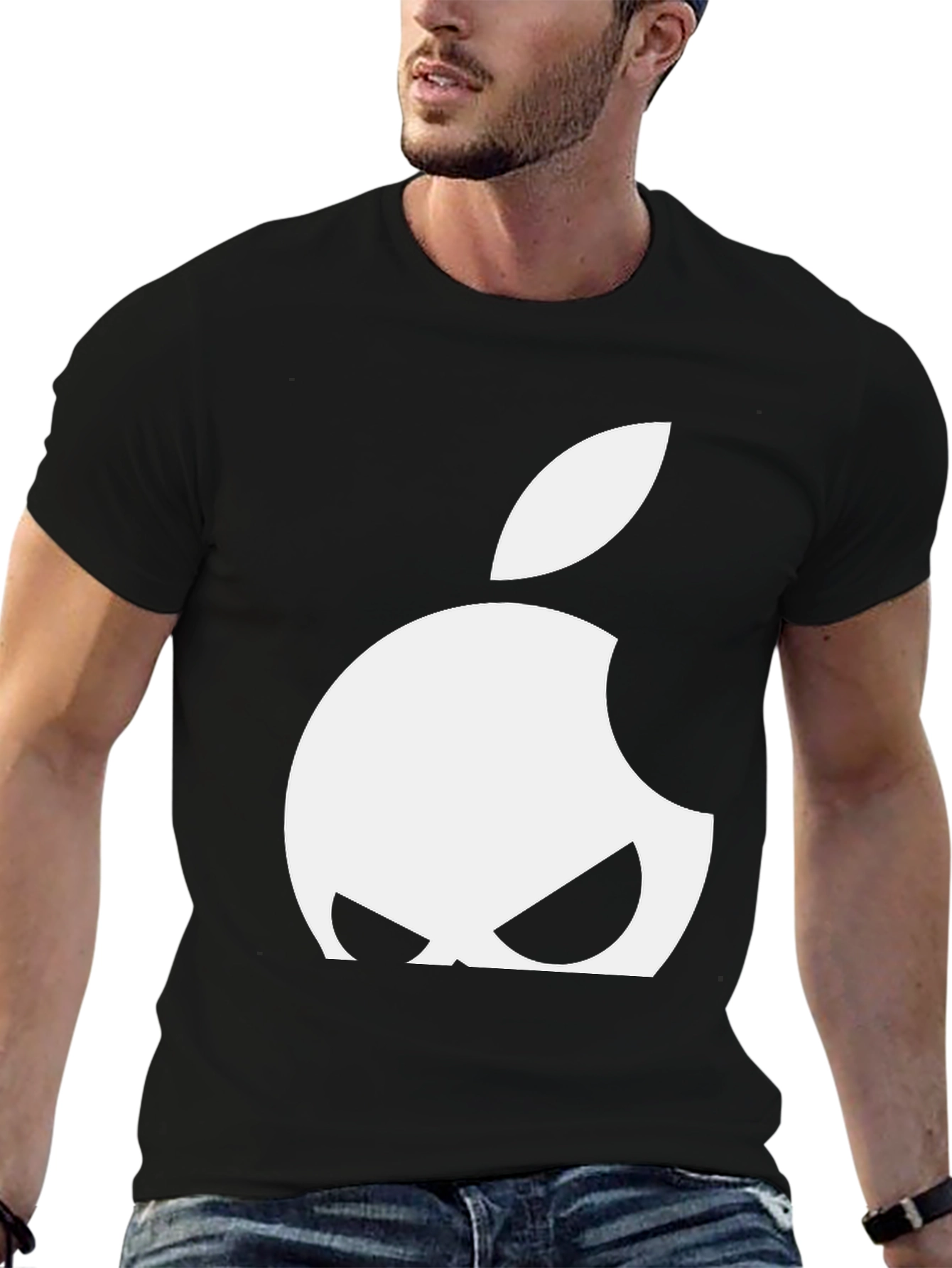 Apple Logo Graphic T-Shirt - Black Cotton Blend
