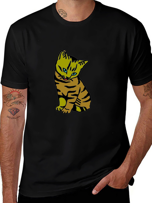 Cool Cat Graphic Tee - Black Cotton T-Shirt