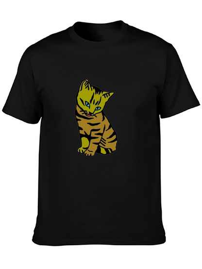 Cool Cat Graphic Tee - Black Cotton T-Shirt
