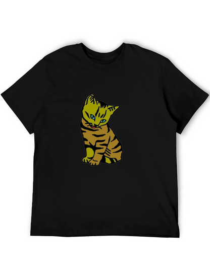 Cool Cat Graphic Tee - Black Cotton T-Shirt
