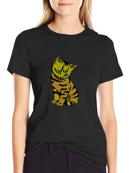 Cool Cat Graphic Tee - Black Cotton T-Shirt