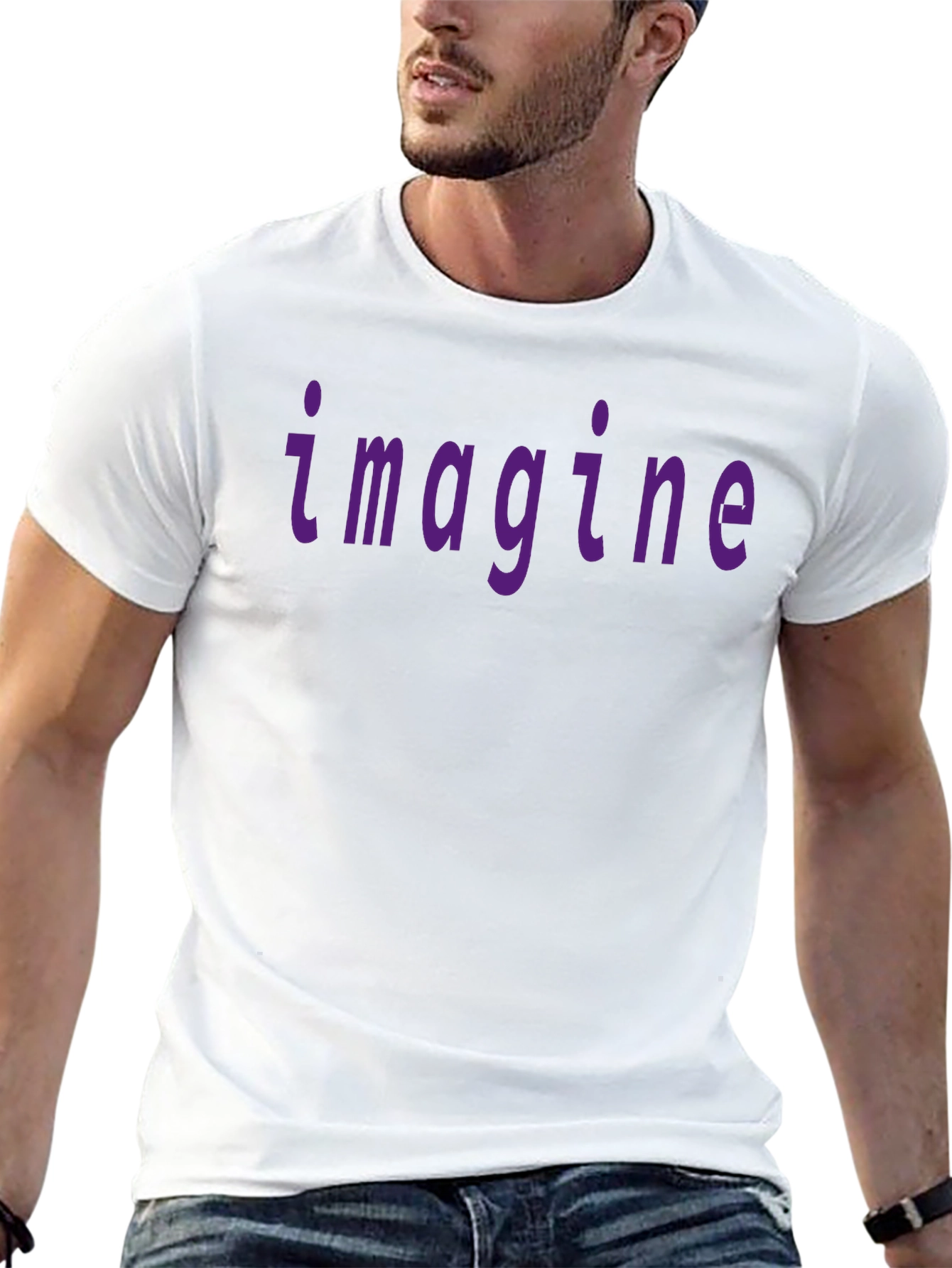 Imagine Purple Print Black T-Shirt