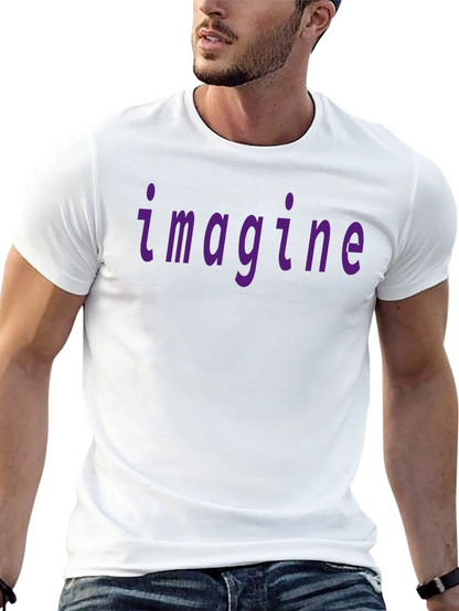 Imagine Purple Print Black T-Shirt
