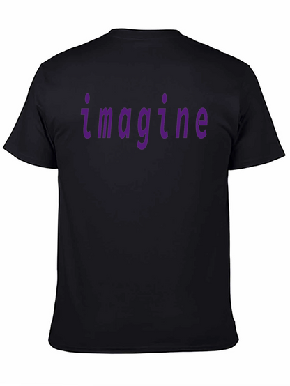 Imagine Purple Print Black T-Shirt