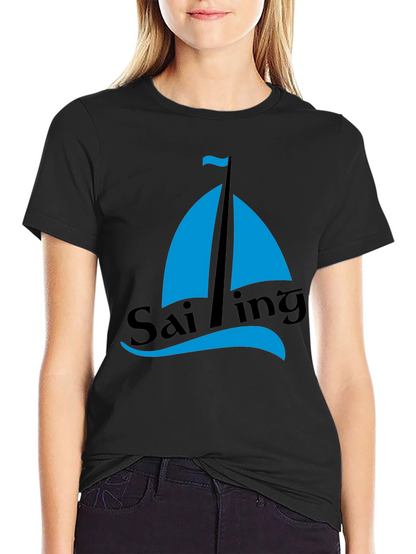 Sailing Graphic Tee - Mens Black Cotton T-Shirt