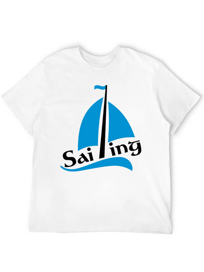 Sailing Graphic Tee - Mens Black Cotton T-Shirt