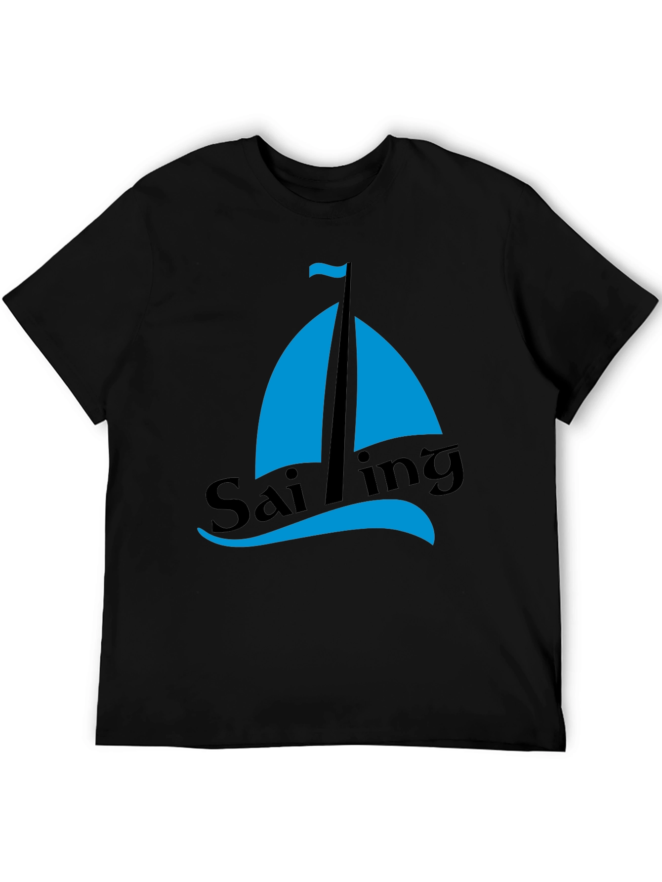 Sailing Graphic Tee - Mens Black Cotton T-Shirt