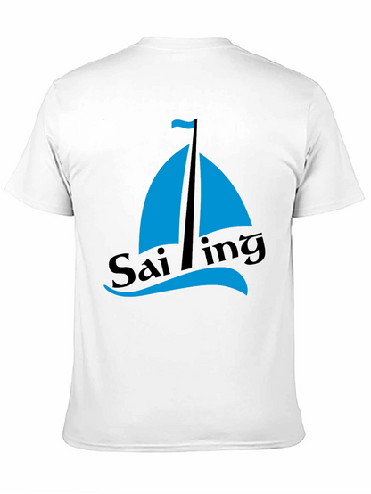 Sailing Graphic Tee - Mens Black Cotton T-Shirt