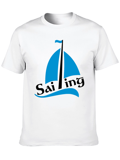 Sailing Graphic Tee - Mens Black Cotton T-Shirt