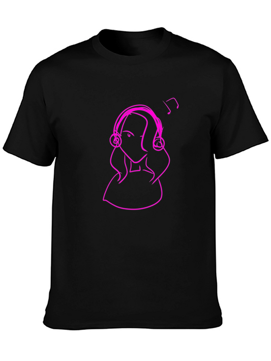 Abstract Music Lover Graphic Tee - Black