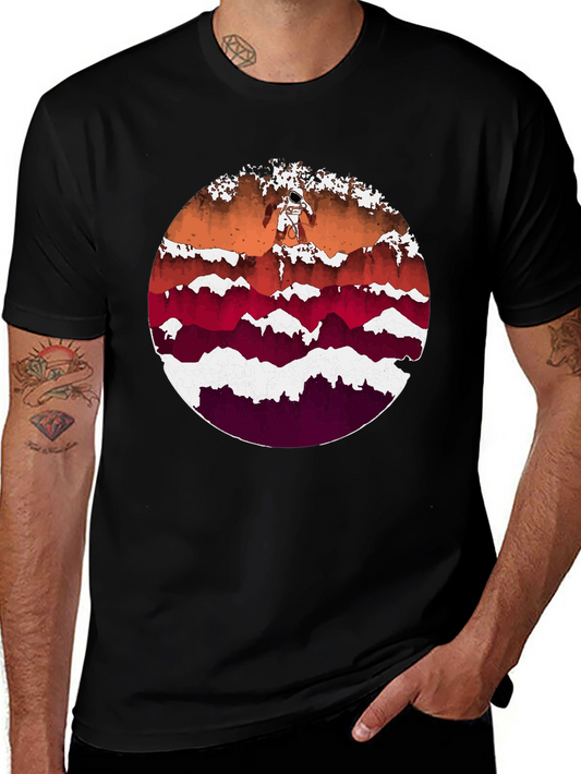 Astronaut Mountainscape Graphic Tee - Black