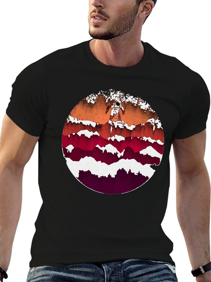Astronaut Mountainscape Graphic Tee - Black