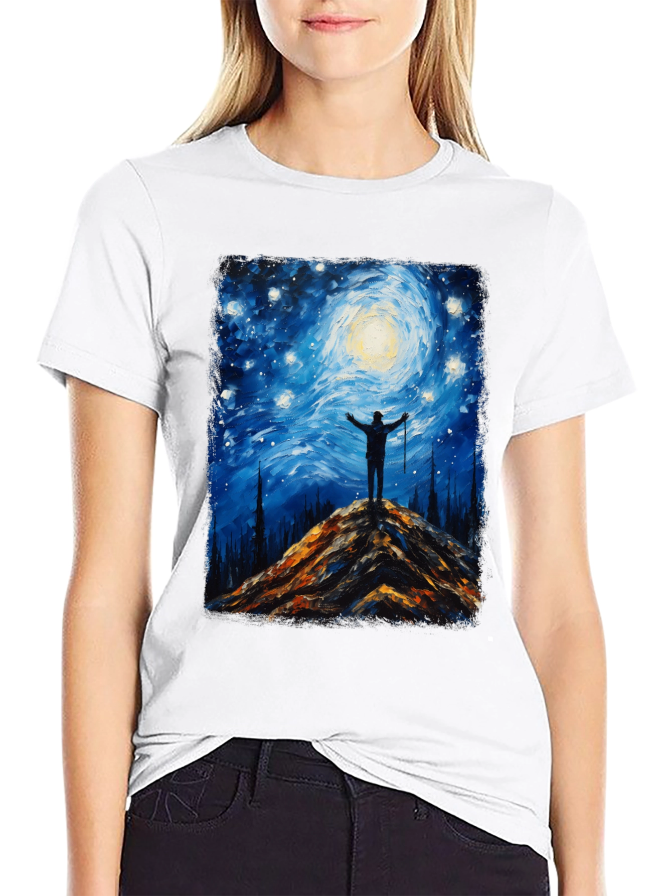 Starry Night Hiker Graphic T-Shirt