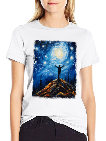 Starry Night Hiker Graphic T-Shirt