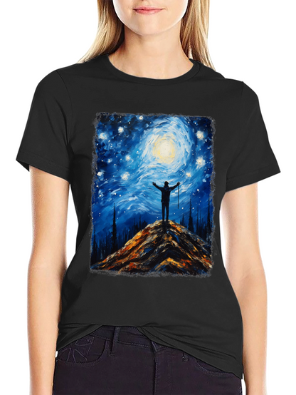 Starry Night Hiker Graphic T-Shirt