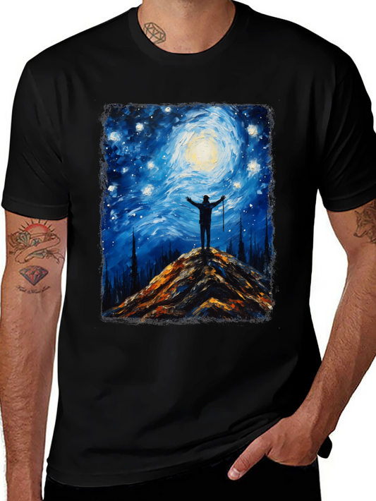 Starry Night Hiker Graphic T-Shirt
