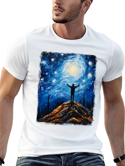 Starry Night Hiker Graphic T-Shirt