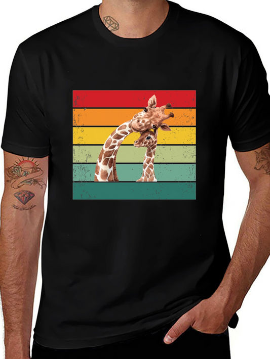 Giraffe Graphic Tee - Retro Style Animal Lover Shirt