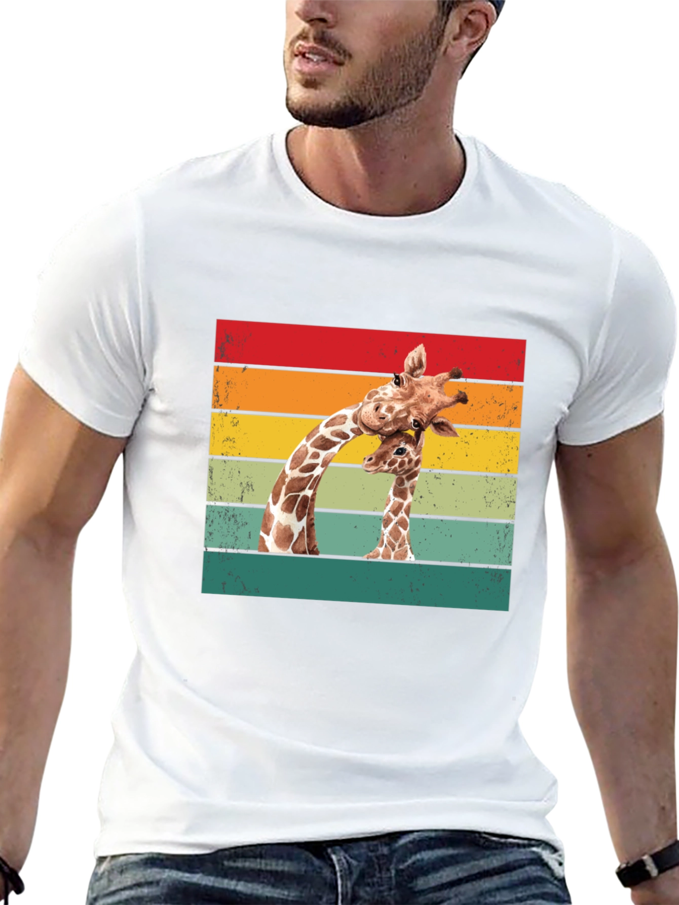 Giraffe Graphic Tee - Retro Style Animal Lover Shirt